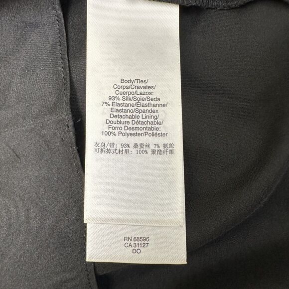 DKNY Black Red Floral Neck Bow Tie 3/4 Sleeve Semi-Sheer Blouse w/Camisole Sz M - Picture 7 of 16